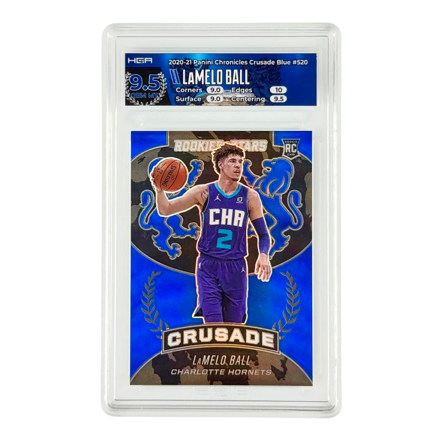 Lamelo Ball 2020-21 Panini Chronicles Crusade Blue 24/99 Rookie RC #520 HGA 9.5