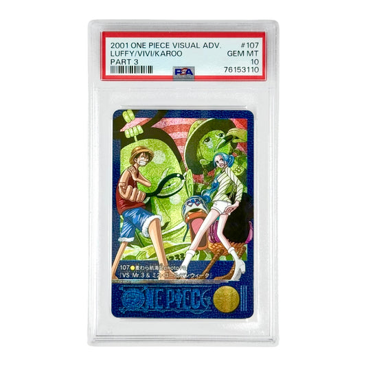Luffy/Vivi/Karoo 2001 One Piece Bandai Carddass Visual Adventure Part 3 #107 PSA 10