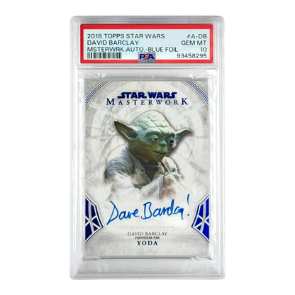 David Barclay Yoda 2018 Topps Star Wars Masterwork Auto Blue Foil 60/99 #A-DB PSA 10