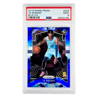 Ja Morant 2019-20 Panini Prizm Rookie RC Cracked Blue Ice 66/99 #249 PSA 9