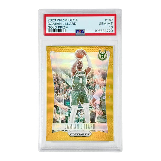 Damian Lillard 2023 Prizm Deca Gold 07/10 #147 PSA 10