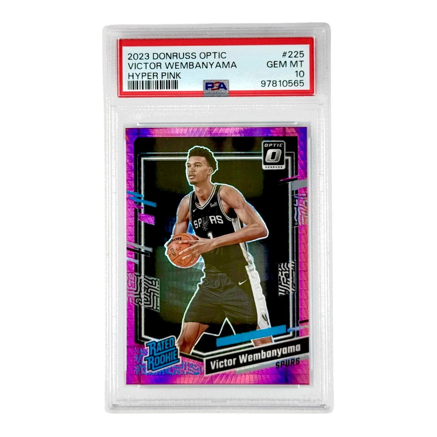Victor Wembanyama 2023 Donruss Optic Hyper Pink Rated Rookie RC #225 PSA 10