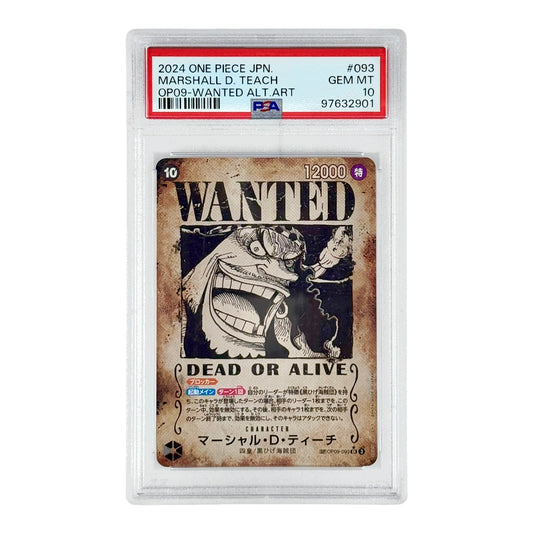 Marshall D. Teach 2024 One Piece Japanese OP09 Wanted Alternate Art #093 PSA 10
