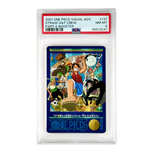 Straw Hat Crew 2001 One Piece Carddass Visual Adventure Part 4 Booster #137 PSA 8