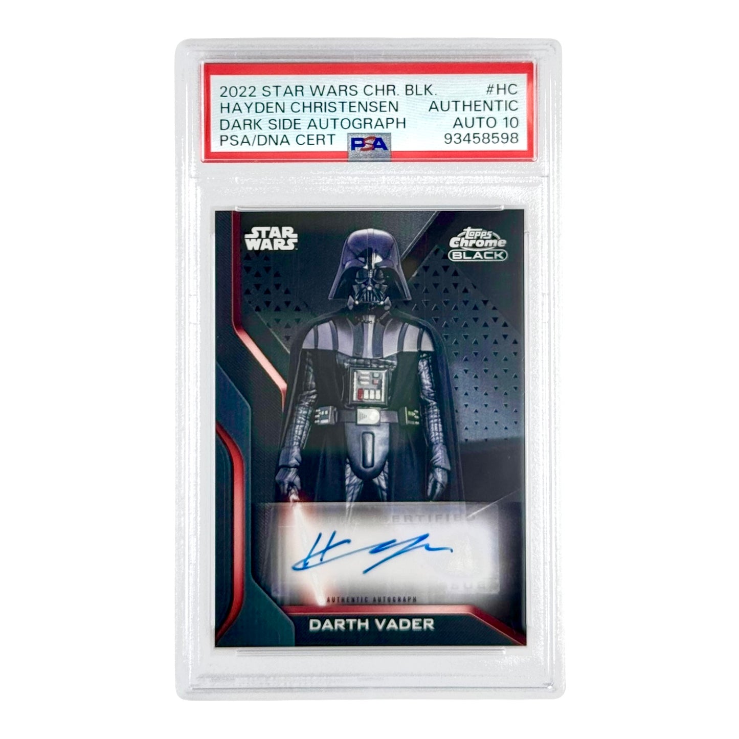 Hayden Christensen Darth Vader 2022 Topps Chrome Black Star Wars Dark Side Auto #HC PSA Auto 10
