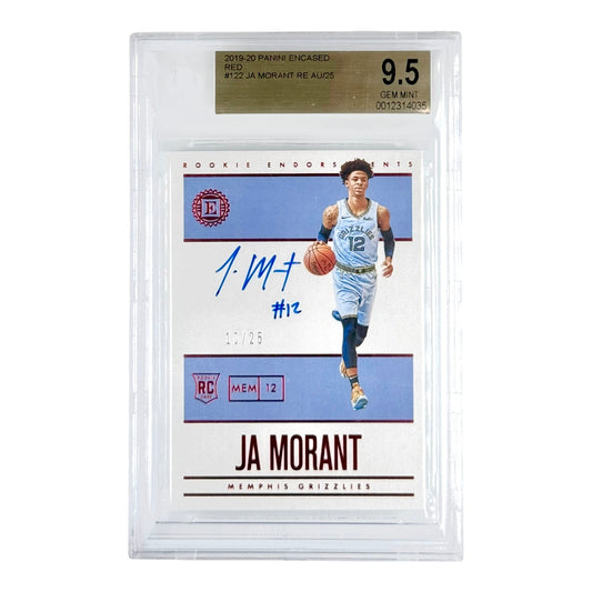 Ja Morant 2019-20 Panini Encased Rookie Endorsement Auto RC Red 10/25 #122 BGS 9.5