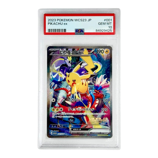 Pikachu ex 2023 Pokemon Japanese World Championship Yokohama Deck Promo #001 PSA 10