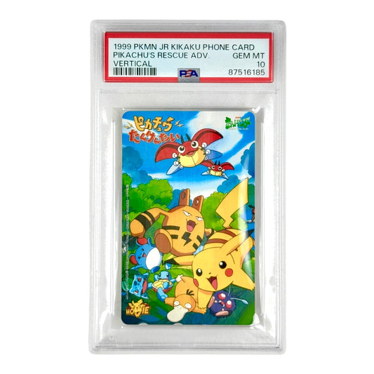 Pikachu's Rescue Adventure 1999 Pokemon JR Kikaku Phone Card Vertical PSA 10
