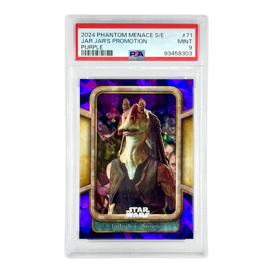 Jar Jar Binks 2024 Topps Star Wars Phantom Menace Purple 123/125 #71 PSA 9
