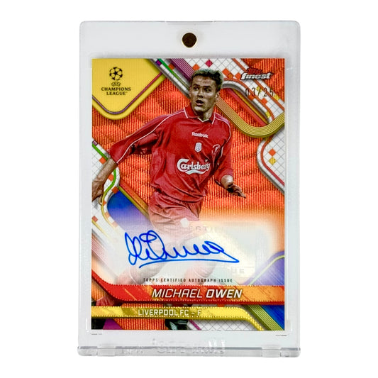 Michael Owen 2025 Topps Finest UCL Auto Orange Wave Refractor 03/25 #BR-MI