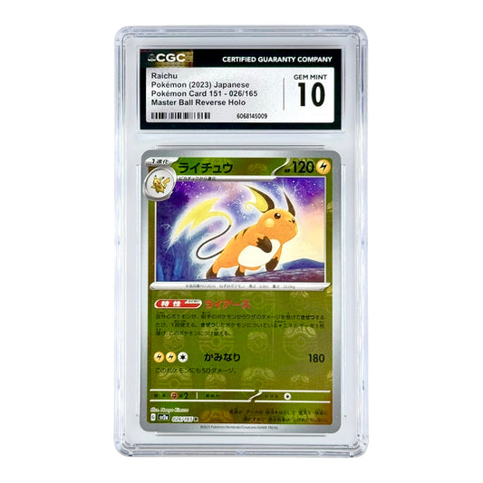 Raichu 2023 Pokemon Japanese 151 Sv2a Master Ball Reverse Holo #026 CGC 10