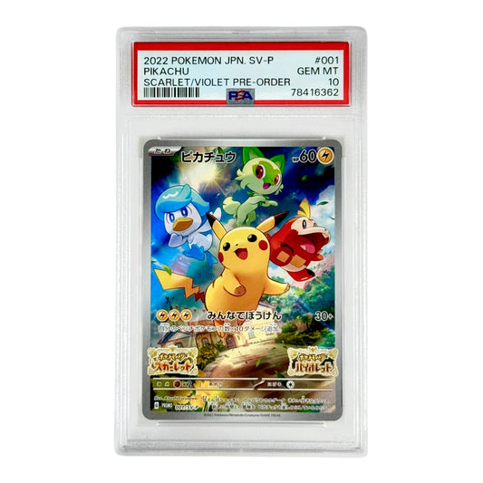 Pikachu 2022 Pokemon Japanese Scarlet & Violet Pre Order Promo #001 PSA 10