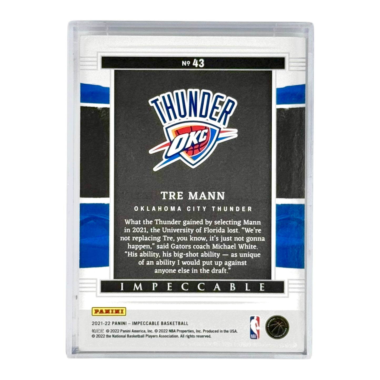 Tre Mann 2021-22 Impeccable Silver Troy Ounce Rookie RC 06/20 #43