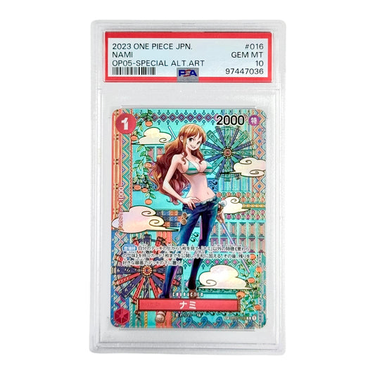 Nami 2023 One Piece Japanese OP-05 Special Alternate Art #016 PSA 10