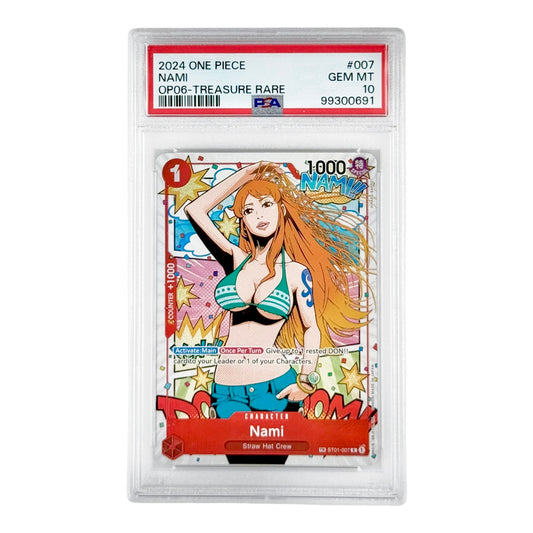 Nami 2024 One Piece English OP06 Wings Of The Captain Treasure Rare ST01 #007 PSA 10