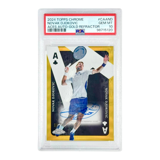 Novak Djokovic 2024 Topps Chrome Tennis Aces Auto Gold Refractor 16/50 #CAAND PSA 10