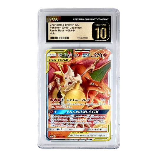 Charizard & Braixen 2019 Pokemon Japanese Sun & Moon Tag Team Sm11a #008 CGC Pristine 10