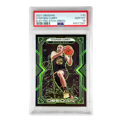 Stephen Curry 2021 Obsidian Electric Etch Green 20/25 #30 PSA 10