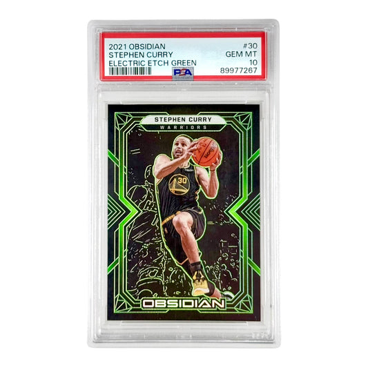 Stephen Curry 2021 Obsidian Electric Etch Green 20/25 #30 PSA 10