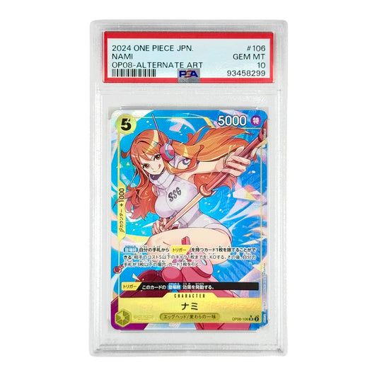 Nami 2024 One Piece Japanese OP08 Alternate Art #106 PSA 10