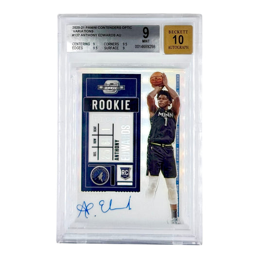 Anthony Edwards 2020-21 Panini Contenders Optic Variations On Card Auto Rookie RC #137 BGS 9 Auto 10