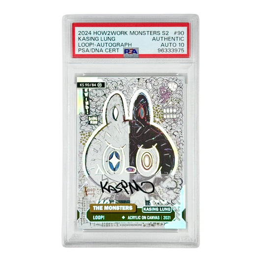 Labubu 2024 How2works Monsters Series 2 Kasing Lung Auto 14/50 #90 UR PSA Auto 10