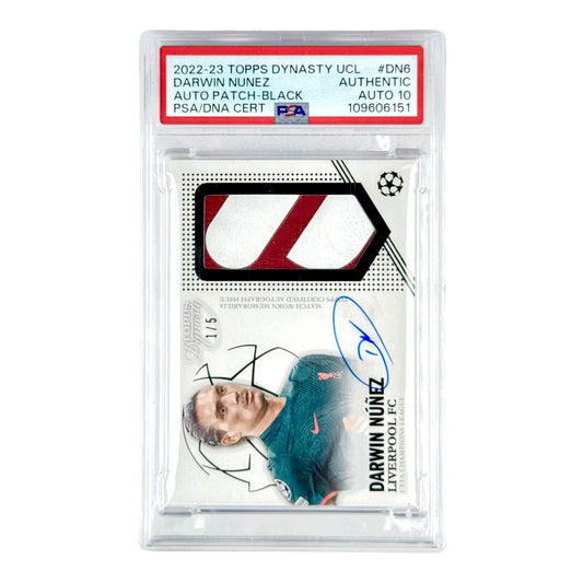 Darwin Nunez 2022-23 Topps Dynasty UCL Patch Auto 1/5 #DN6 PSA Auto 10
