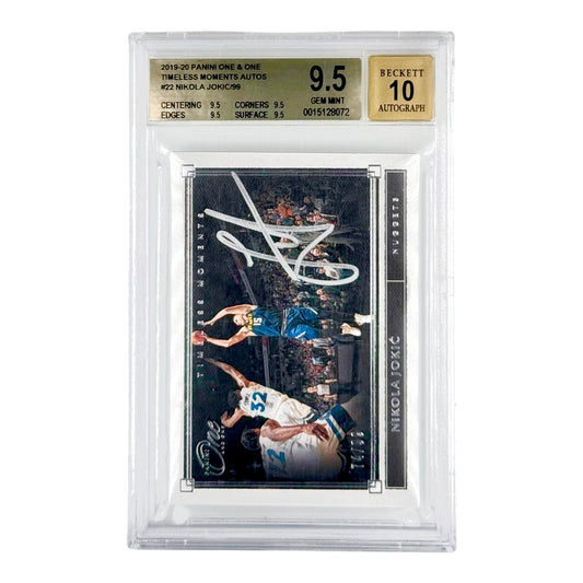 Nikola Jokic 2019-20 Panini One & One Timeless Moments Auto 74/99 #22 BGS 9.5 Auto 10