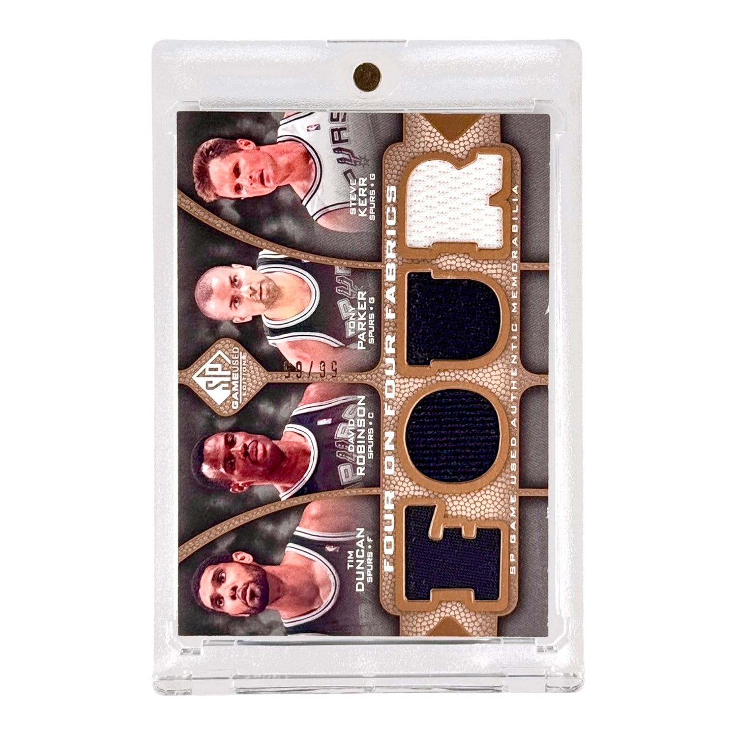 Tim Duncan/Tony Parker Upper Deck SP Game Used Edition Four on Four Fabrics Jersey 56/65