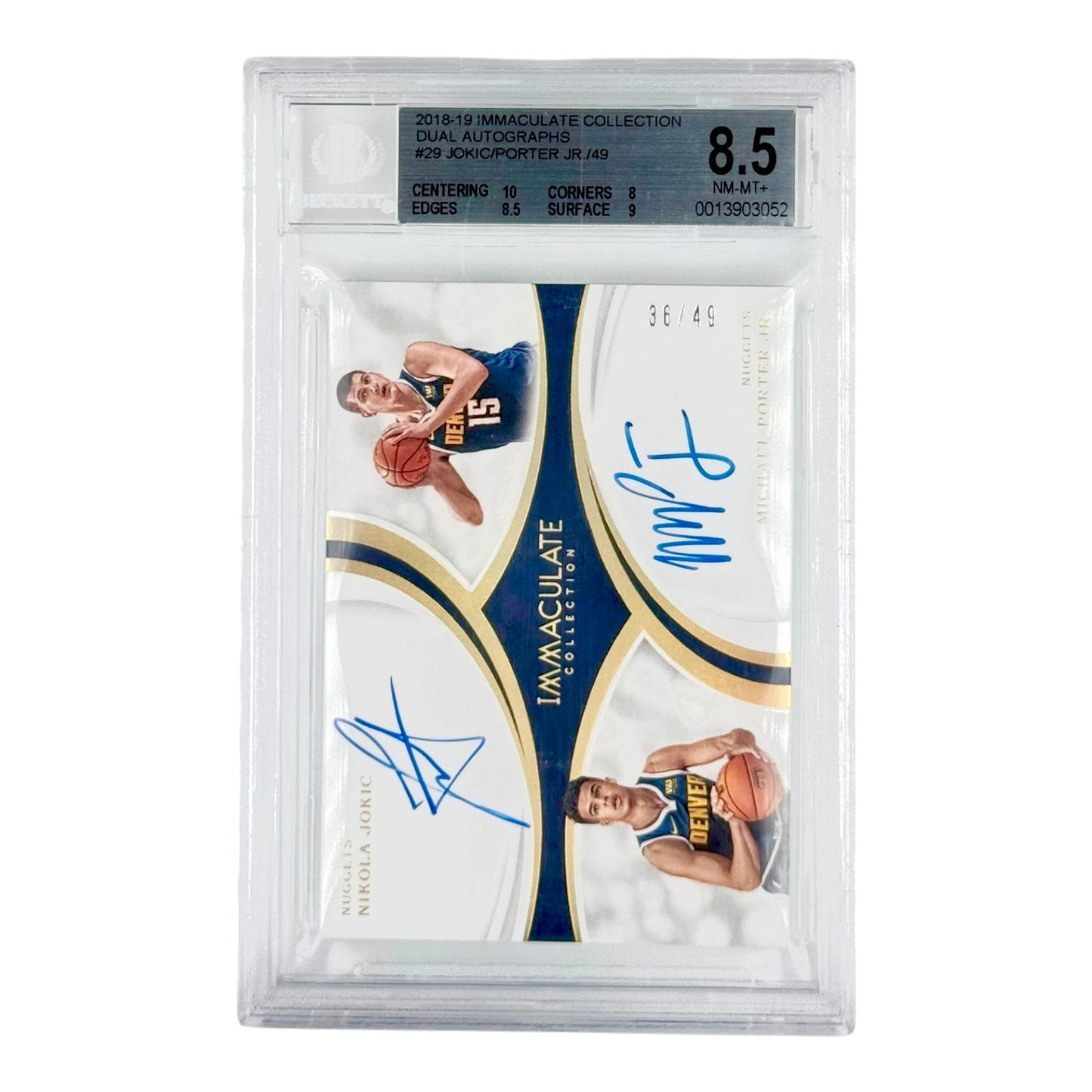 Nikola Jokic MPJ 2018-19 Immaculate Dual Autos 36/49 #29 BGS 8.5