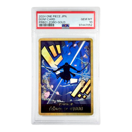 Don!! Card 2024 One Piece Japanese Zoro Gold PRB-01 PSA 10