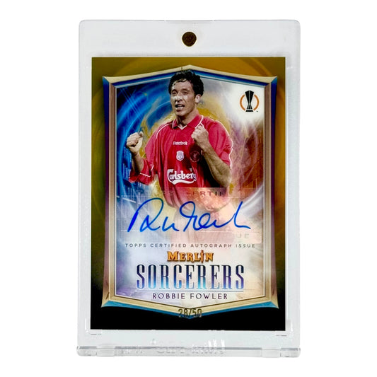 Robbie Fowler 2023 Topps Merlin Sorcerers Auto Gold Refractor 28/50 #SA-RF
