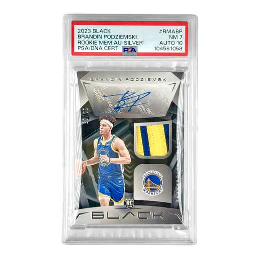 Brandin Podziemski 2023 Black Rookie Patch Auto RC RPA 21/25 #RMABP PSA 7 Auto 10