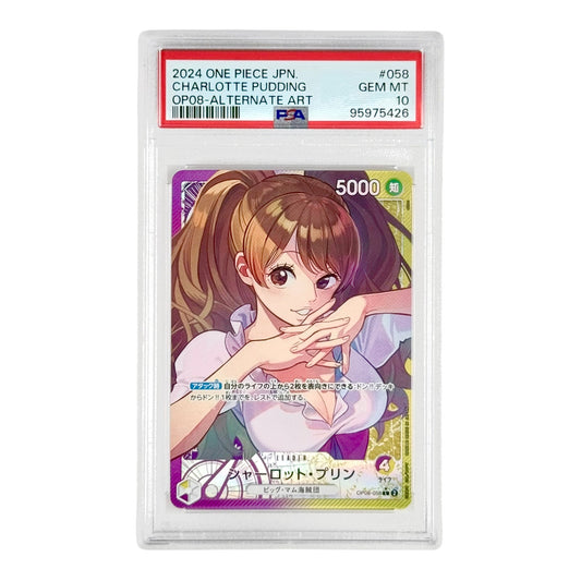 Charlotte Pudding 2024 One Piece Japanese OP08 Alternate Art Leader #058 PSA 10