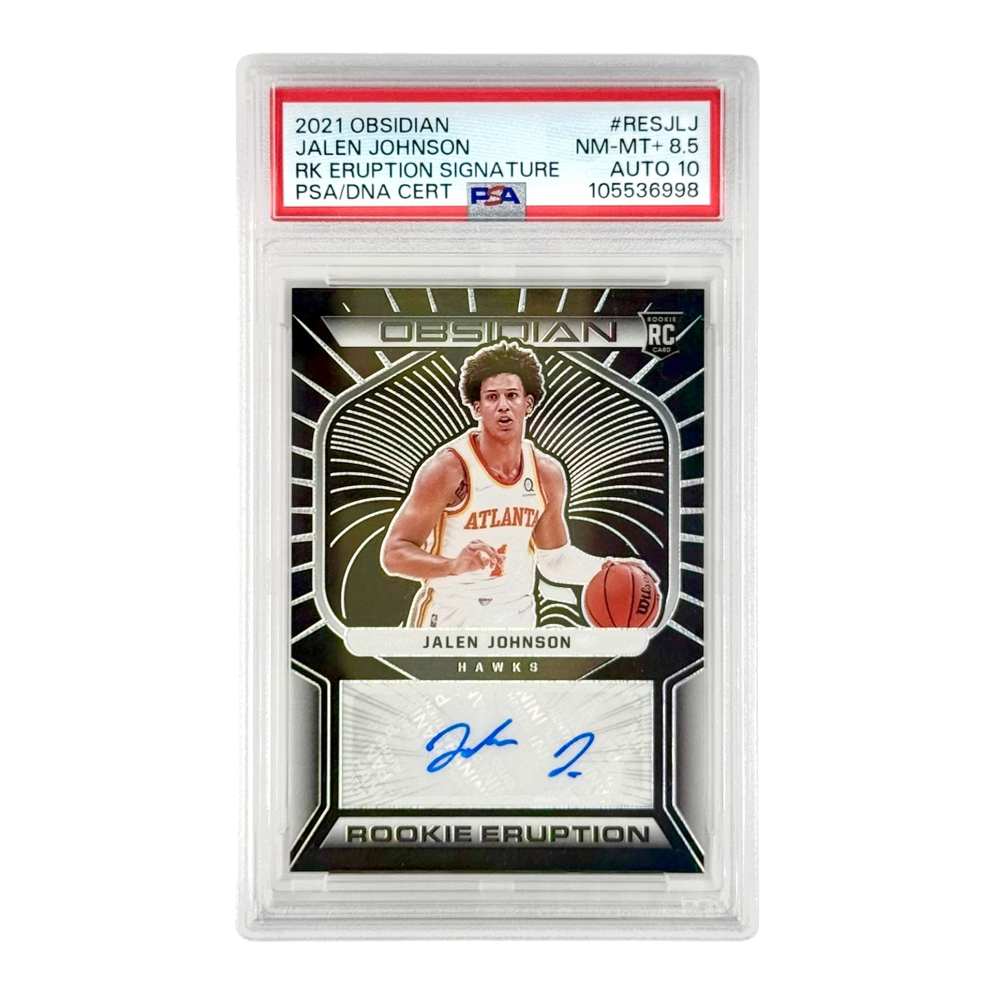 Jalen Johnson 2021 Obsidian Rookie Eruption Auto 51/99 RC #RESJLJ PSA 8.5 AUto 10