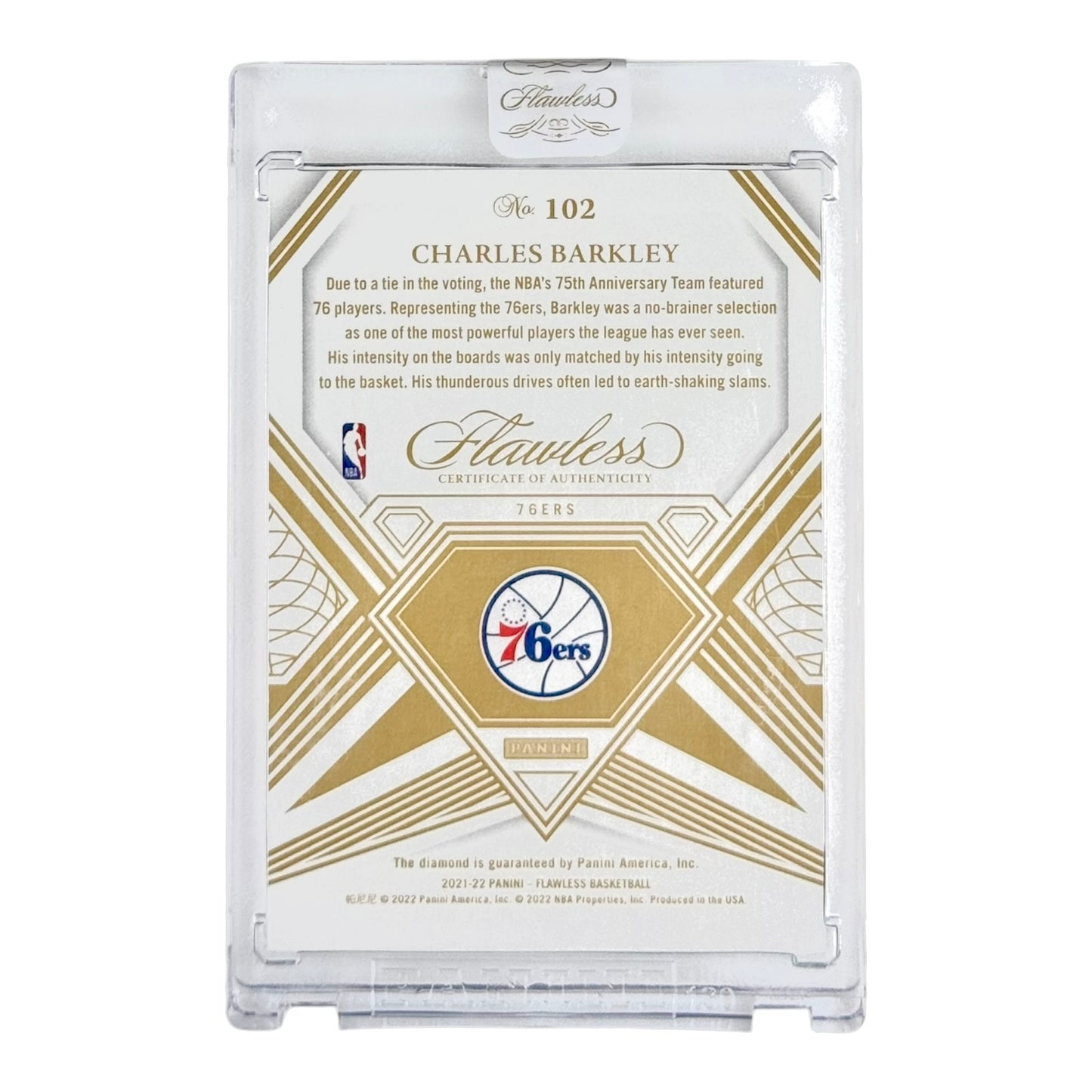 Charles Barkley 2021-22 Panini Flawless 75th Anniversary Diamond 1/3 #102