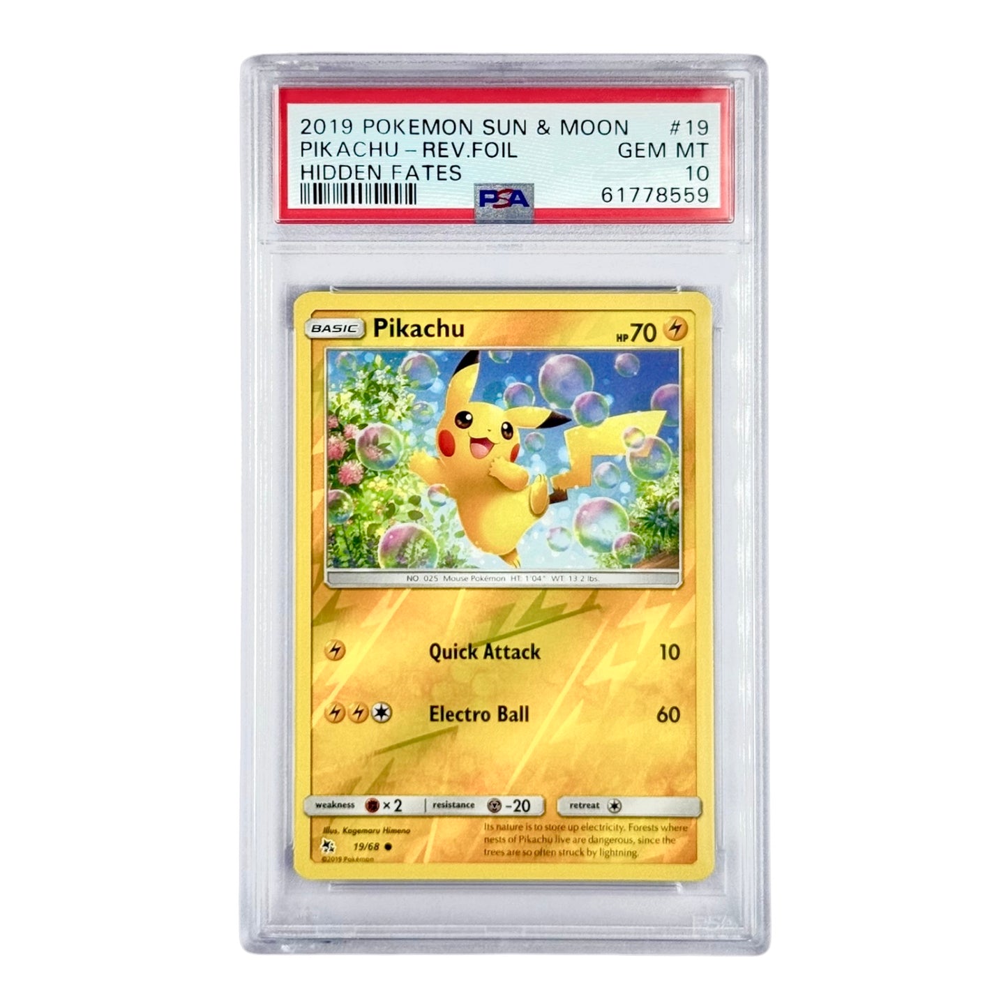 Pikachu 2019 Pokemon English Hidden Fates #19 PSA 10