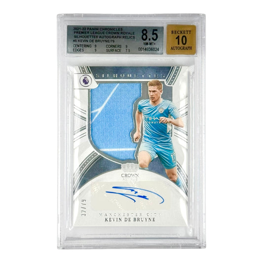 Kevin De Bruyne 2021-22 Chronicles Crown Royale English Premier League Silhouettes Relic Auto 32/79 #S-KDB BGS 8.5 Auto 10