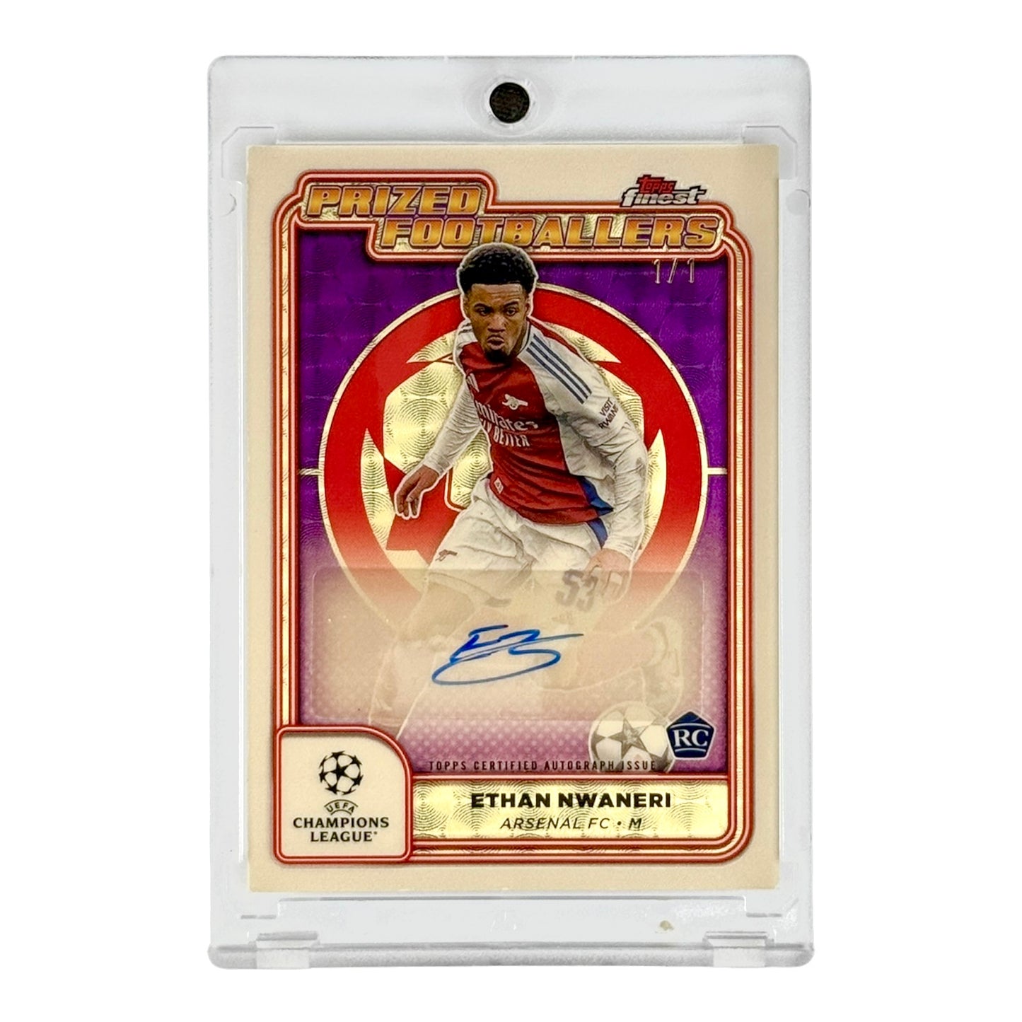 Ethan Nwaneri 2024-25 Topps Finest Prized Footballers Auto Superfractor 1 of 1 Rookie RC #PFA-NW