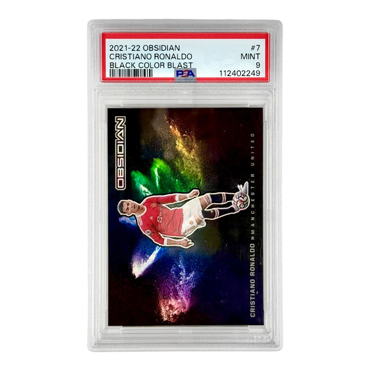 Cristiano Ronaldo 2021-22 Obsidian Black Color Blast #7 PSA 9