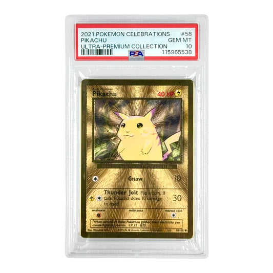 Pikachu 2021 Pokemon Celebration Ultra Premium Collection Metal Gold #58 PSA 10