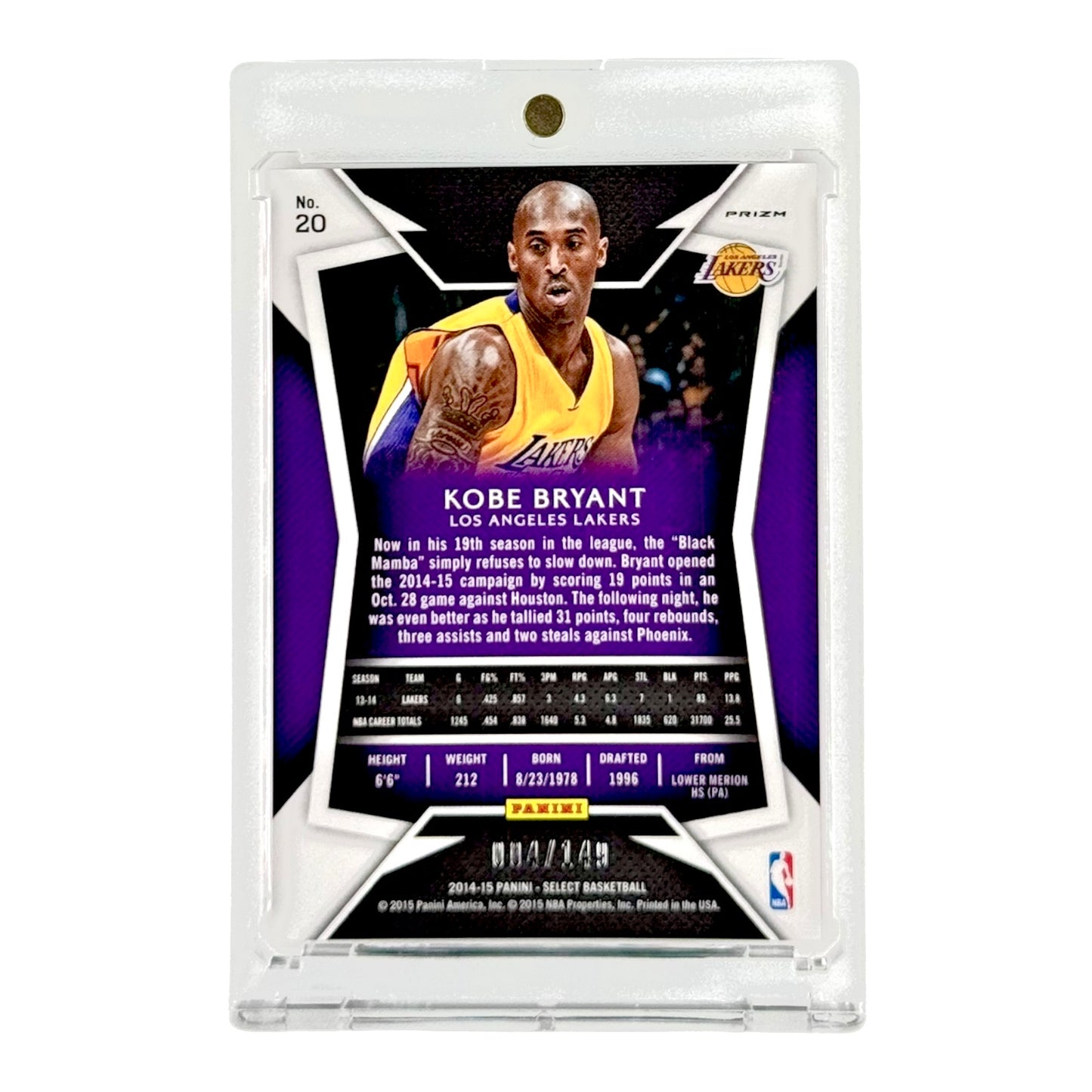 Kobe Bryant 2014-15 Panini Select Red 004/149 #20