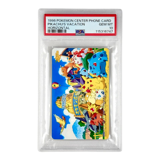 Pikachu's Vacation Horizontal 1998 Pokemon Center Phone Card Promo PSA 10