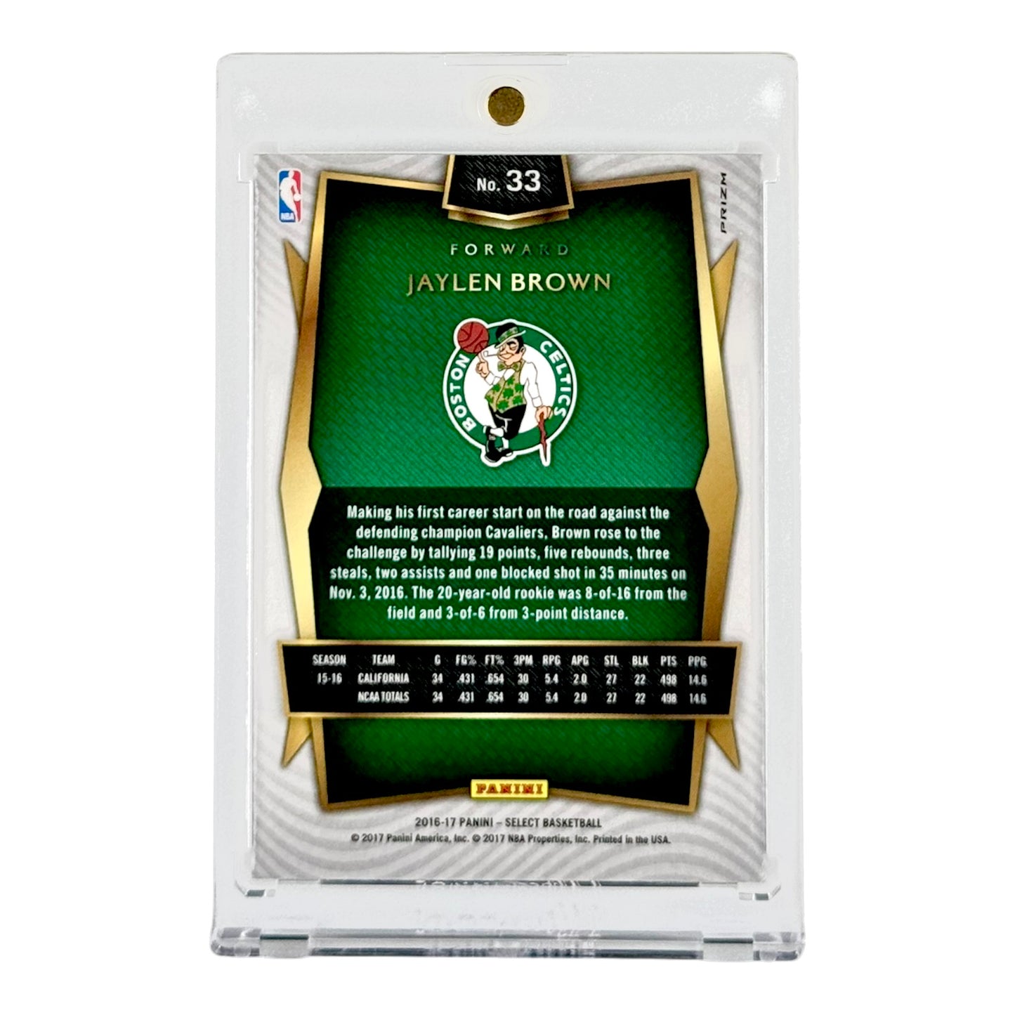 Jaylen Brown 2016-17 Panini Select Silver Rookie RC #33