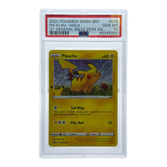 Pikachu 2020 Pokemon SWSH General Mills 25th Anniversary Holo #039 PSA 10