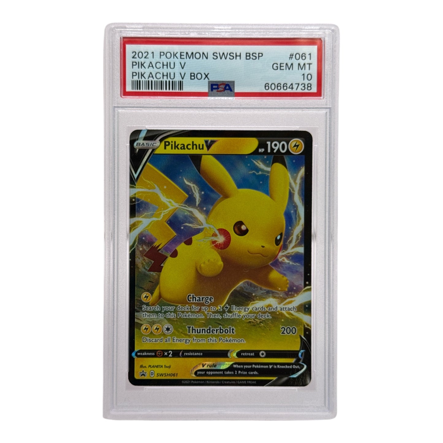 Pikachu 2021 Pokemon SWSH Pikachu V Box #061 PSA 10