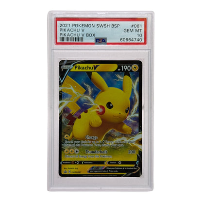 Pikachu 2021 Pokemon SWSH Pikachu V Box #061 PSA 10