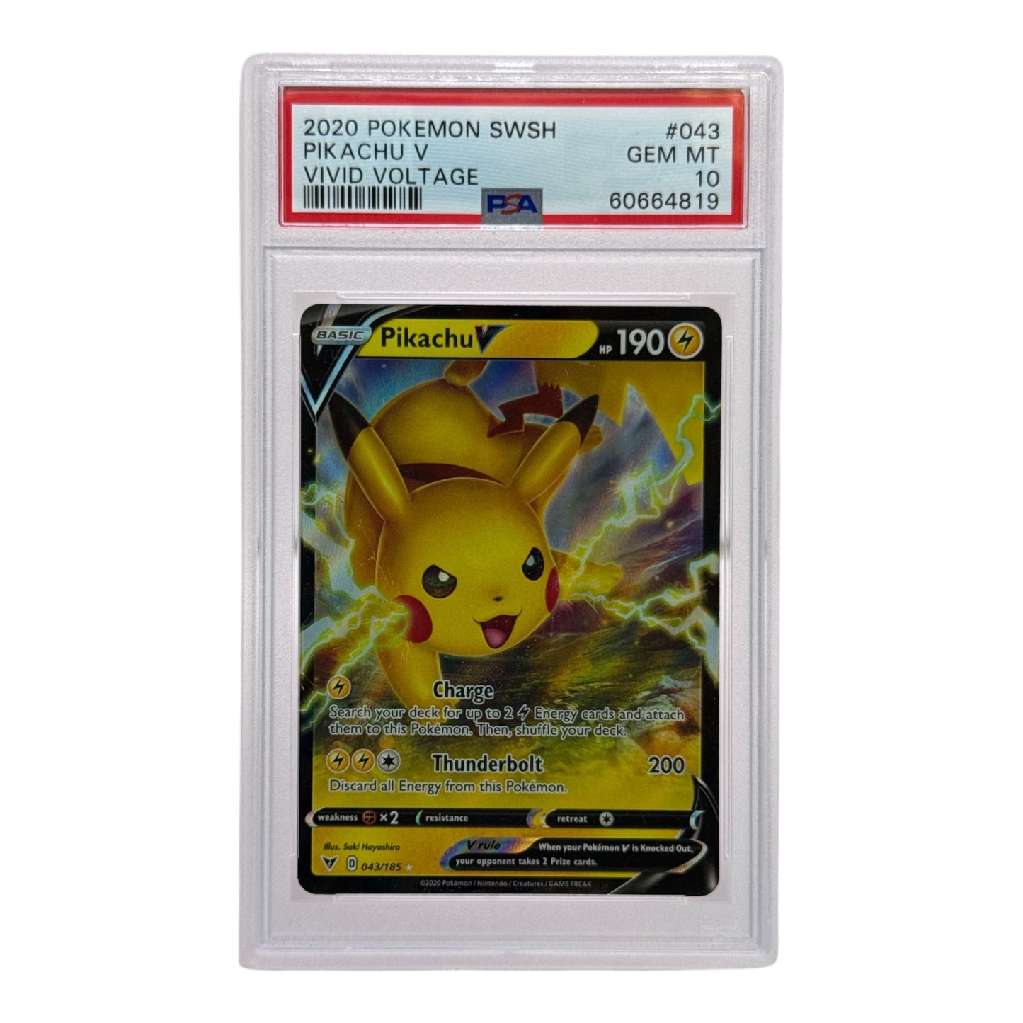 Pikachu 2020 Pokemon SWSH Vivid Voltage V #043 PSA 10