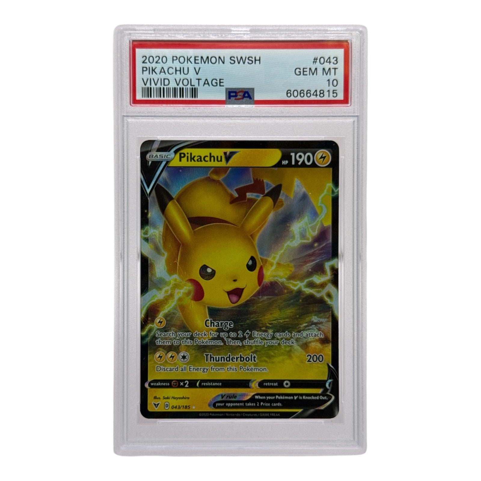 Pikachu 2020 Pokemon SWSH Vivid Voltage V #043 PSA 10 – Yamacardo