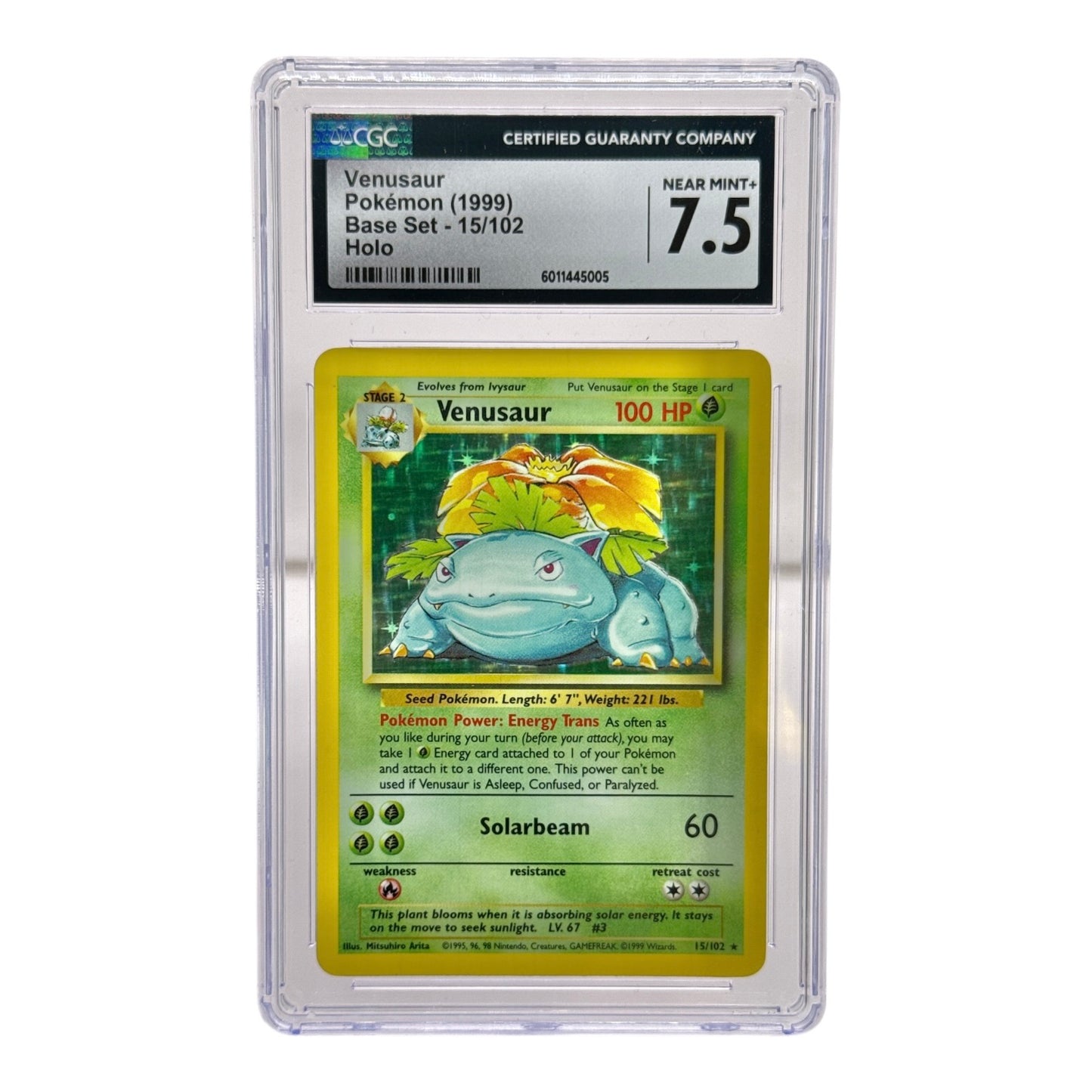 Venusaur 1999 Pokemon Base Set Holo #15/102 CGC 7.5